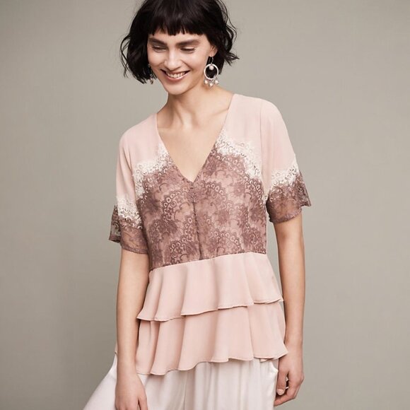 Anthropologie Tops - NWT Anthropologie Tiered Lace Blouse by ISLA MAUDE
